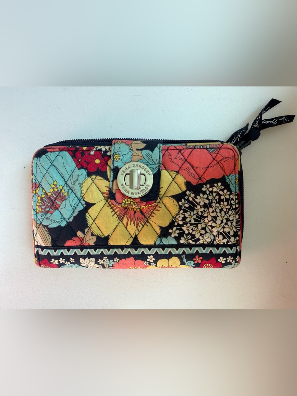 Vera Bradley Happy Snails Turnlock Credit Card  Wallet Clutch Large - Picture 9 of 16